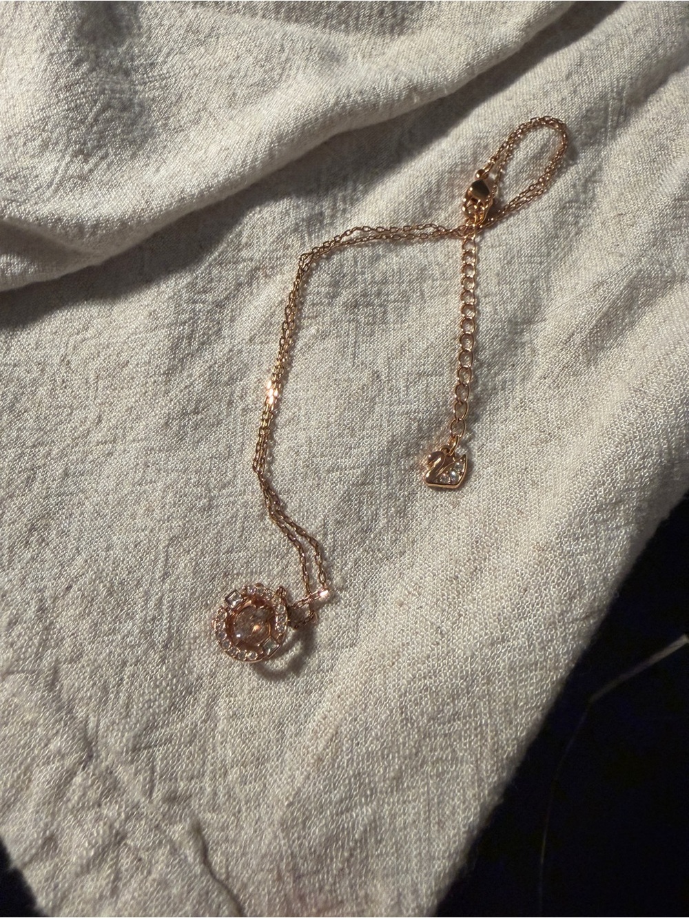 Gold Floral Pendant Necklace - Swarovski